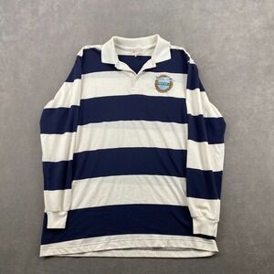 Vintage 90s Hartwell Rugby Shirt Sz XL Blue White Striped Cotton Kenlake Marina